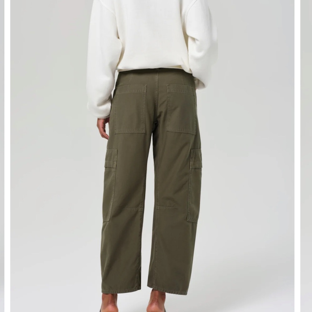 Citizens Of Humanity Olive Green Wide-Leg Cargo Jeans - Picture 2 of 7